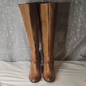 Lycky Brand Blue Jean America Brown Knee-High Women's Boots.  Weathered Leather.